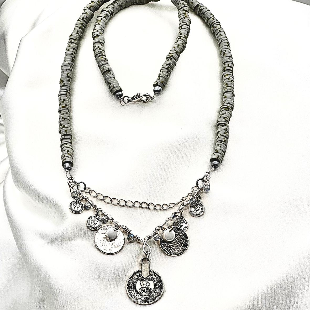 Bohemian Coin Heishi Necklace